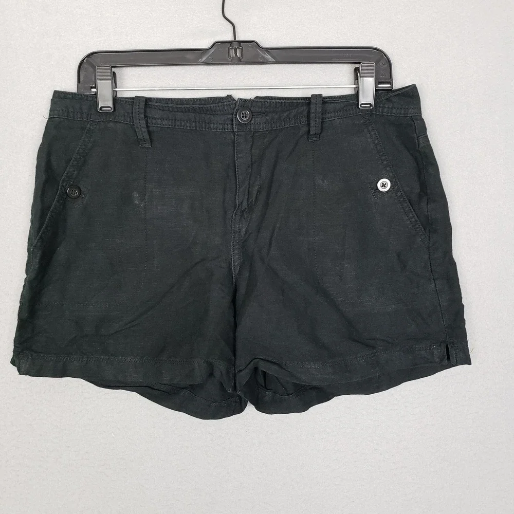Calvin Klein Linen Blend Twill Chino Shorts Black Coastal Natural Fibers Size 6